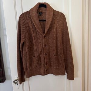 J. Crew Tan Shawl Collar Cotton Cardigan Sweater
